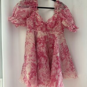 Pink Floral Puff Sleeve Dress - Selkie